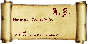 Mavrak Zoltán névjegykártya